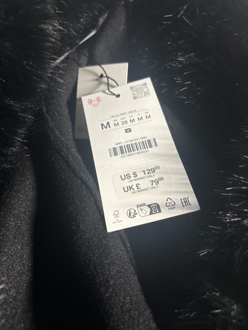 Zara Knit Fur Cape in Black, Sz Medium - Picture 12 of 16